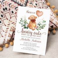Greenery Teddy Bear Beary Cute Baby Shower