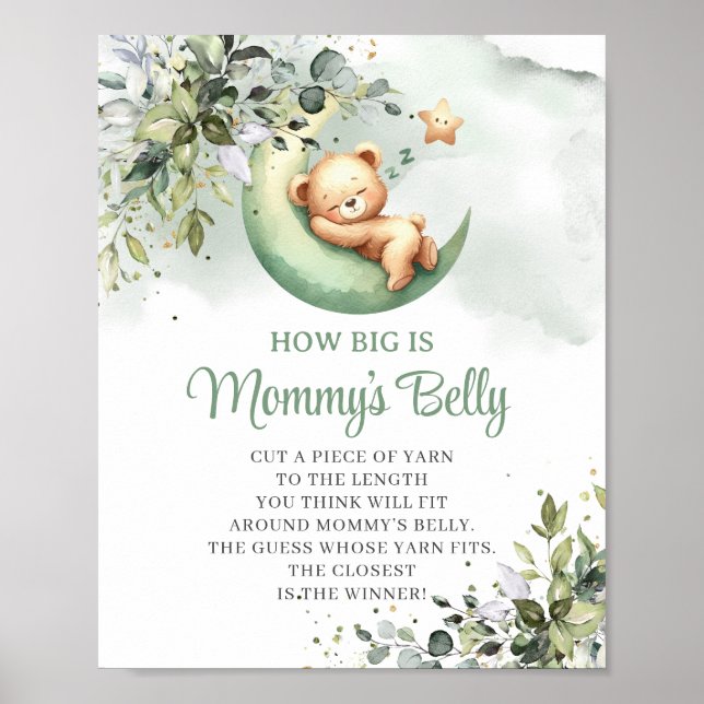 Greenery teddy bear How big is Mummy's belly game Poster (Front)
