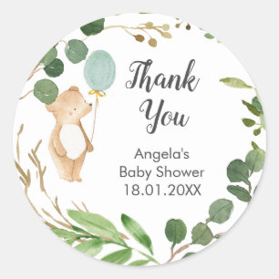 Greenery Teddy Bear Thank You Sticker