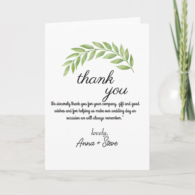 Greenery Thank you cards, Editable Thank You Cards (Front)