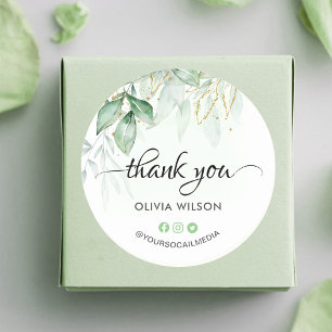 Greenery Thank you Classic Round Sticker