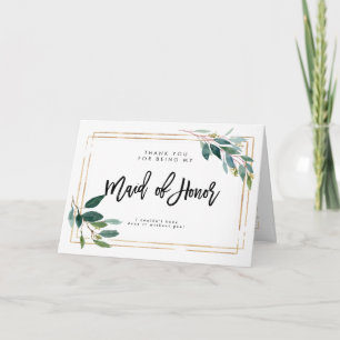 greenery thank you for being maid of honour card