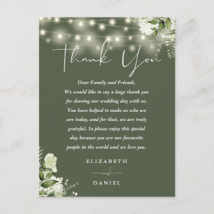 Greenery Thank You Olive Green Wedding Place Card