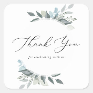 Greenery Thank you Square Sticker
