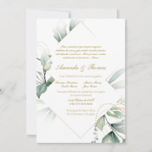 Greenery theme spanish wedding invitation