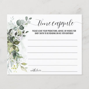 Greenery Time Capsule Advice for Baby Shower Card
