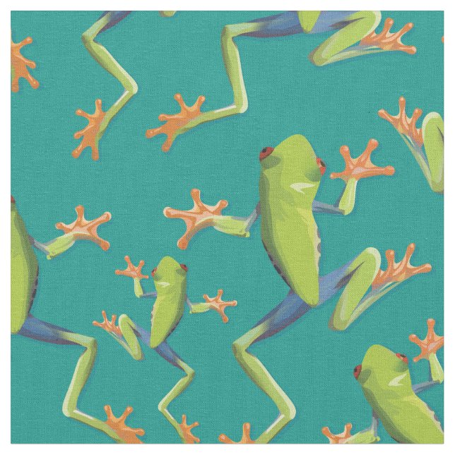 Greenery Tree-Frog Pattern Design Fabric (Close Up)