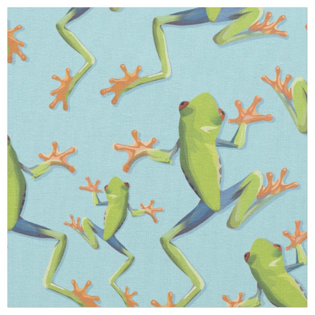 Greenery Tree-Frog Pattern Design Fabric (Close Up)
