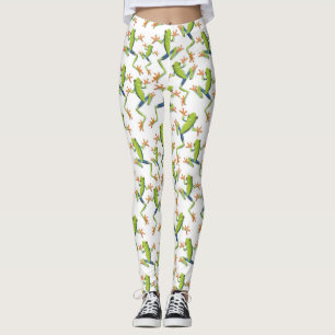 Greenery Tree-Frog Pattern Design  Leggings