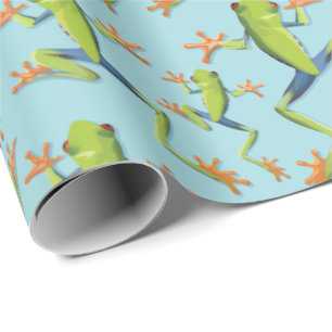 Greenery Tree-Frog Pattern Design  Wrapping Paper