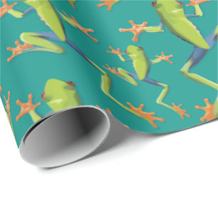 Greenery Tree-Frog Pattern Design Wrapping Paper