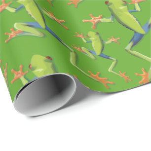 Greenery Tree-Frog Pattern Design  Wrapping Paper