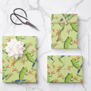 Greenery Tree-Frog Pattern Design Wrapping Paper S