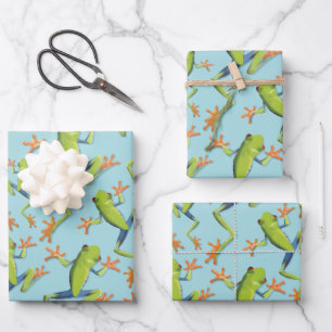 Greenery Tree-Frog Pattern Design Wrapping Paper Sheet