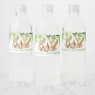 Greenery Tribal Woodland Baby Shower Birthday Boy Water Bottle Label
