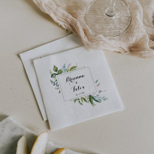 Greenery Tropical Calligraphy Wedding Napkin