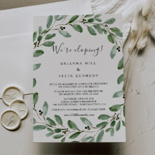 Greenery Tropical Eucalyptus Elopement Reception Invitation