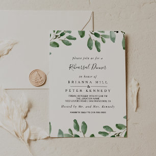 Greenery Tropical Eucalyptus Rehearsal Dinner Invitation