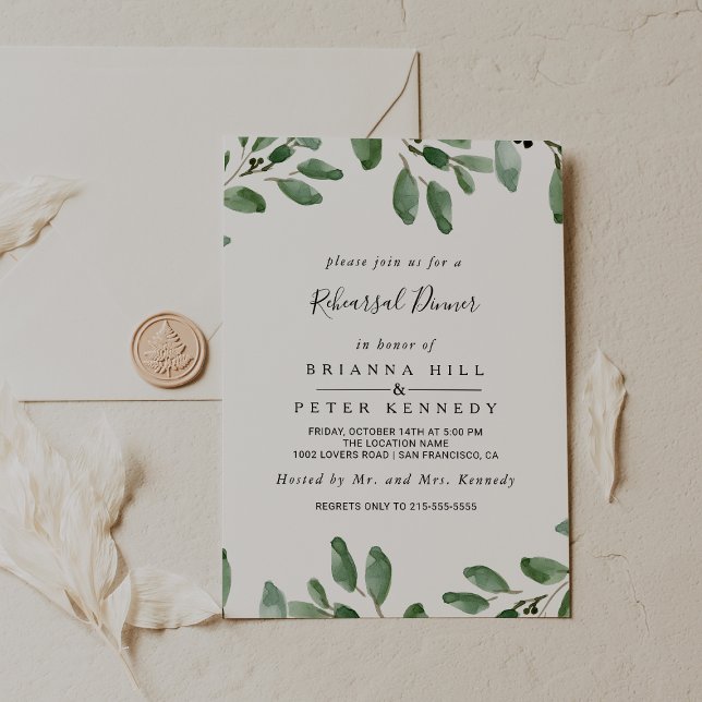 Greenery Tropical Eucalyptus Rehearsal Dinner Invitation (Creator Uploaded)