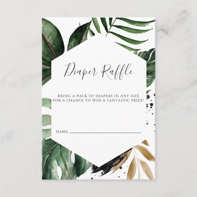 Greenery Tropical Geometric Diaper Raffle Enclosure Card (Front)