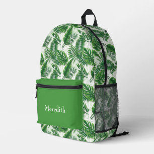 Greenery Tropical Leaves Pattern Personalised Printed Backpack