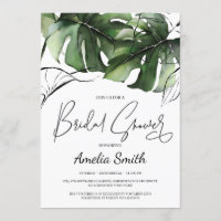 Greenery tropical monstera leaves bridal shower