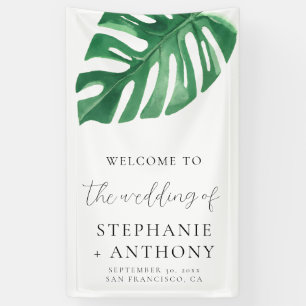Greenery Tropical Monstera Leaves Summer Wedding   Banner