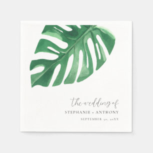 Greenery Tropical Monstera Leaves Summer Wedding Napkin