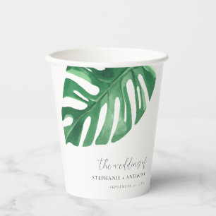 Greenery Tropical Monstera Leaves Summer Wedding Paper Cups