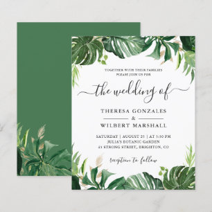 Greenery Tropical Palm Leaf Wedding Invitation