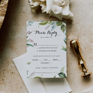 Greenery Tropical Wedding Menu Choice RSVP