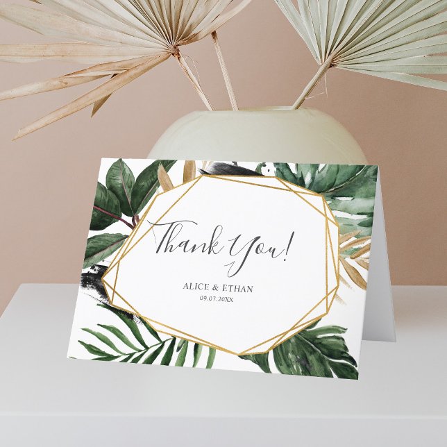 Greenery Tropical Wedding Thank You Card (Creator Uploaded)