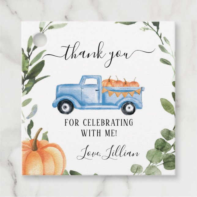 Greenery Truck Pumpkin Thank You Tag (Front)