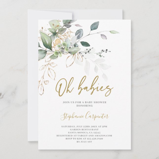 Greenery twins invitation (Front)