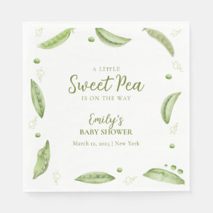 Greenery Veggie Sweet Pea In Pod Baby Shower Napkin