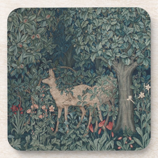 Greenery, Victorian Era Tapestry by Henry Dearle Coaster (Front)