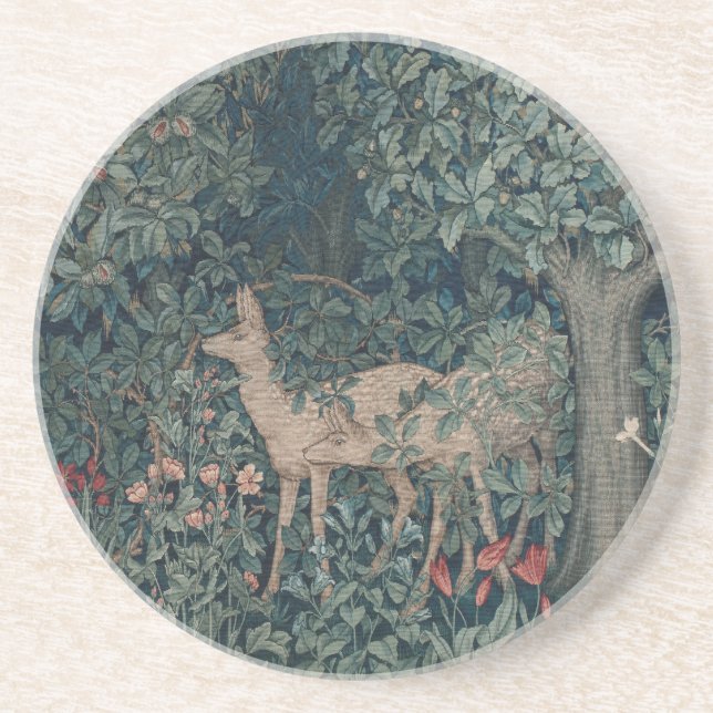 Greenery, Victorian Era Tapestry by Henry Dearle Coaster (Front)