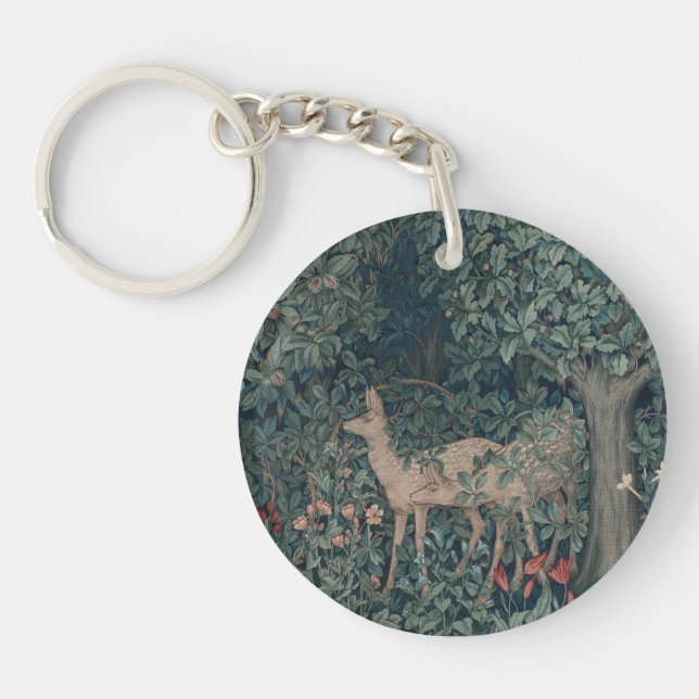 Greenery, Victorian Era Tapestry by Henry Dearle Key Ring (Front)
