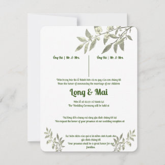 Greenery Vietnamese wedding Card