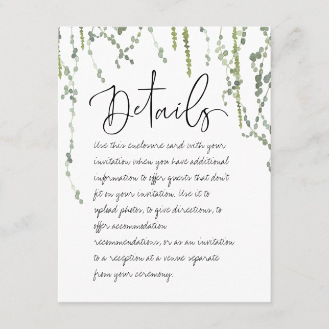 Greenery Vines Details Enclosure Card (Front)