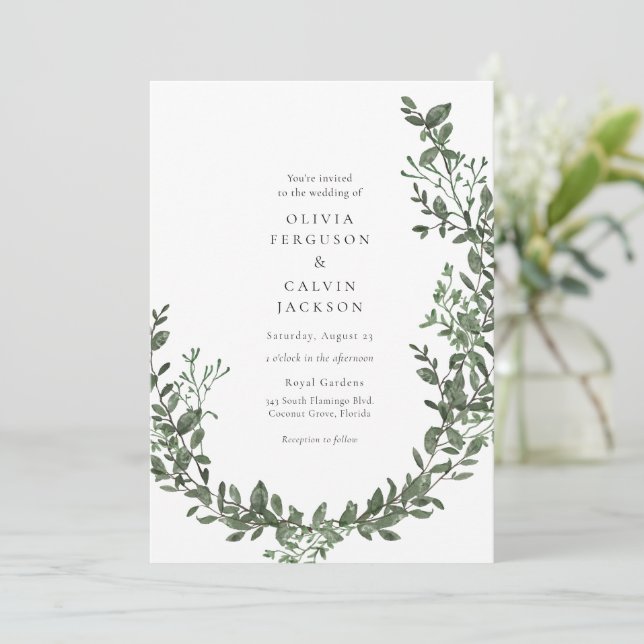 Greenery Vines Garden Wedding Invitation (Standing Front)