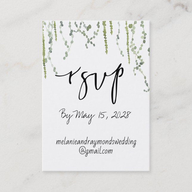 Greenery Vines Online RSVP & Details Mighty Busine Business Card (Front)