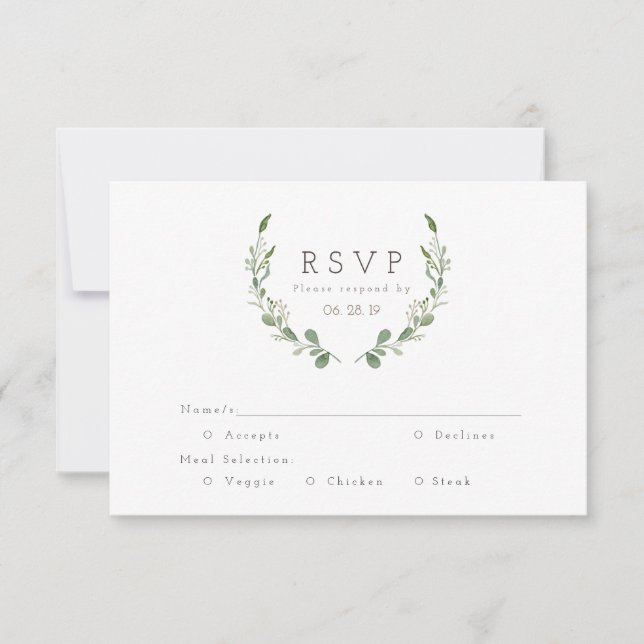 Greenery Vines Watercolor | RSVP Card (Front)