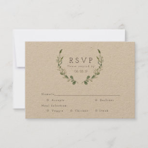 Greenery Vines Watercolor Rustic RSVP Card