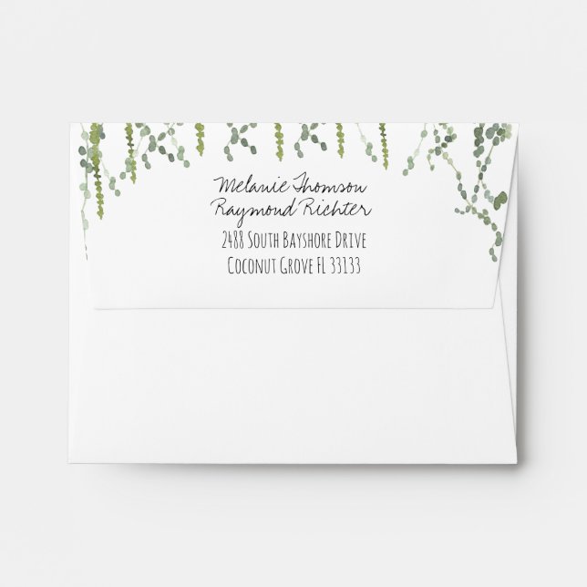 Greenery Vines Wedding 4 x 5" Save The Date Size Envelope (Back (Top Flap))