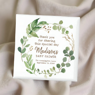 Greenery Watercolor Baby Shower Party Favour Magnet