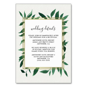 Greenery Watercolor Botanical Wedding Insert Cards