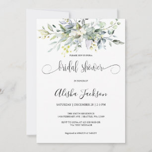 Greenery Watercolor Bridal Shower Invitation