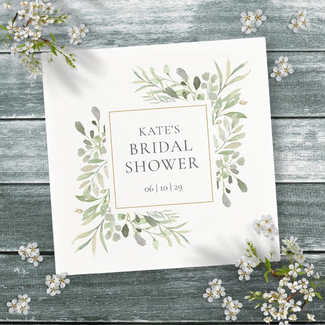 Greenery Watercolor Bridal Shower Napkin (Greenery Watercolor Bridal Shower Napkins)
