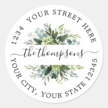 Greenery watercolor floral Classic Round Sticker